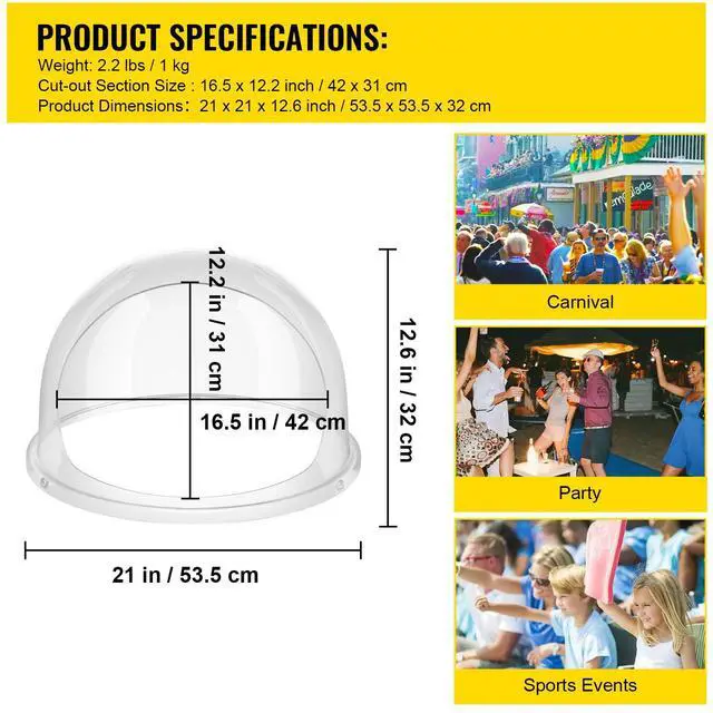 Alt view image 7 of 7 - 20.5" Diameter Candy Floss Cover for Candy Floss Maker Machine 52cm Dome Shield Cover of Commercial Candyfloss Machine Dome Cover Shield Cover (Cover Only)