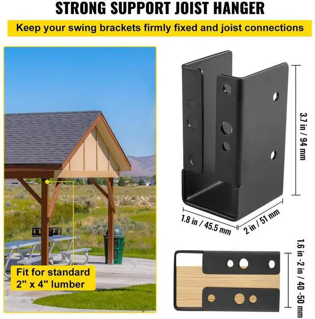 Alt view image 3 of 7 - Concealed Joist Hanger, 2"x4" Outdoor Accent Concealed-Flange, Pack of 24 Concealed Joist Bracket, Q235 Steel Plate Powder-Coated Concealed Face Mount Joist Hanger Inner 40x91 mm for Beam Swing