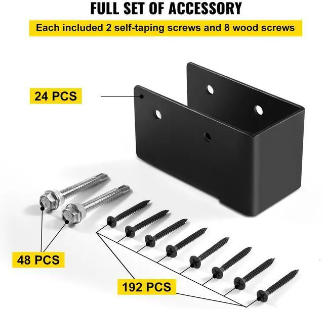 Alt view image 5 of 7 - Concealed Joist Hanger, 2"x4" Outdoor Accent Concealed-Flange, Pack of 24 Concealed Joist Bracket, Q235 Steel Plate Powder-Coated Concealed Face Mount Joist Hanger Inner 40x91 mm for Beam Swing