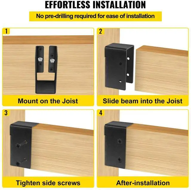 Alt view image 6 of 7 - Concealed Joist Hanger, 2"x4" Outdoor Accent Concealed-Flange, Pack of 24 Concealed Joist Bracket, Q235 Steel Plate Powder-Coated Concealed Face Mount Joist Hanger Inner 40x91 mm for Beam Swing