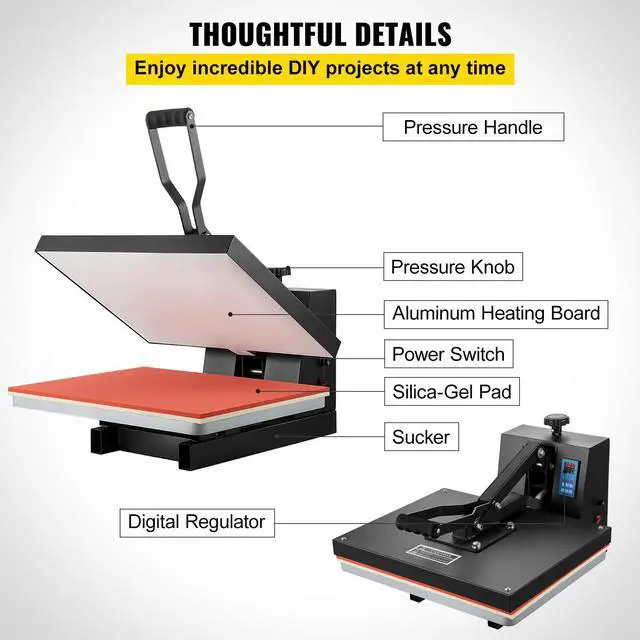 Alt view image 14 of 15 - VEVOR Heat Press 16x20, 1700W Power Heat Press Machine, Fast Heating, High Pressure Heat Press Machine for T-Shirt, Digital Industrial Sublimation Printer for Heat Transfer Vinyl, Easy to Use, Black