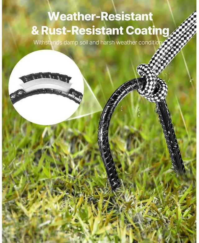 Alt view image 5 of 8 - 10-Inch 12 Pack Rebar Stakes Heavy Duty U Shape Galvanized Steel Ground Anchors