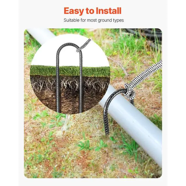 Alt view image 6 of 8 - 10-Inch 12 Pack Rebar Stakes Heavy Duty U Shape Galvanized Steel Ground Anchors