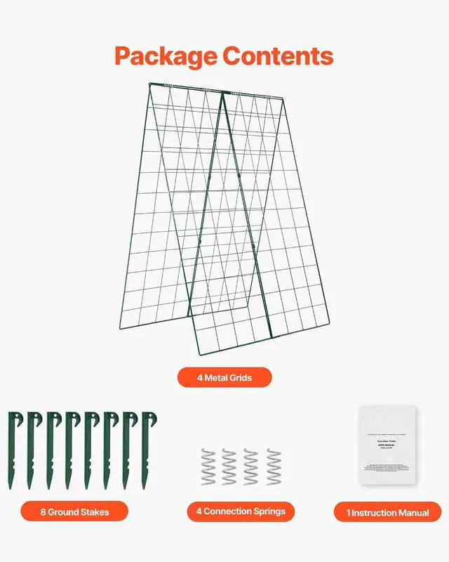 Alt view image 7 of 8 - VEVOR Cucumber Trellis for Climbing Plants, 46" x 32" Foldable Cucumber Trellis Set with Plant Clips, Metal Garden Trellis for Raised Bed, Outdoor Plant Grow Support for Tomato, Squash, Vegetable