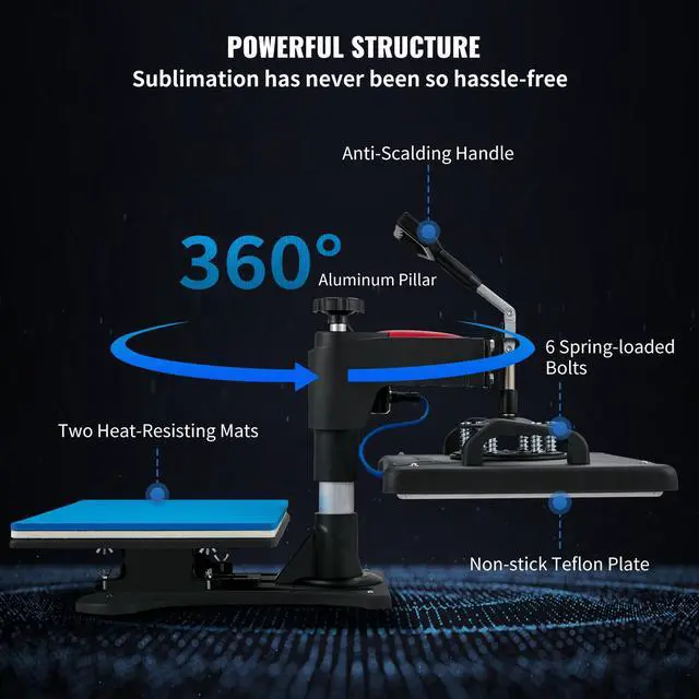 Alt view image 12 of 15 - VEVOR Heat Press, 5 in 1 Heat Press Machine Machine 12x15, Clamshell Sublimation Transfer Printer Fast Heat-up, Digital Precise Temperature Control, Vinyl Heat Press for T-Shirt Plate Mug Cup, 900W