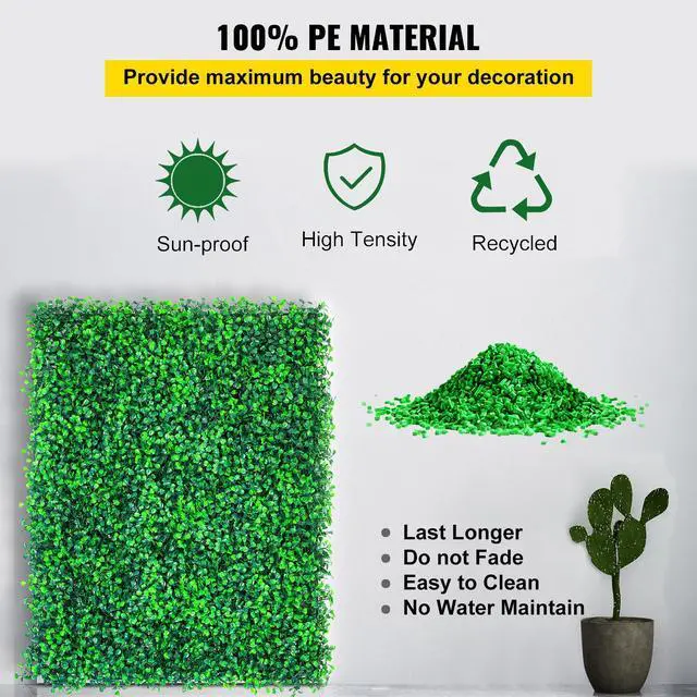 Alt view image 3 of 7 - Artificial Boxwood Panels, 20 PCS 20\"x20\" Boxwood Hedge Wall Panels, PE Artificial Grass Backdrop Wall 1.6\", Privacy Hedge Screen for Decoration of Outdoor, Indoor, Garden, Fence, and Backyar