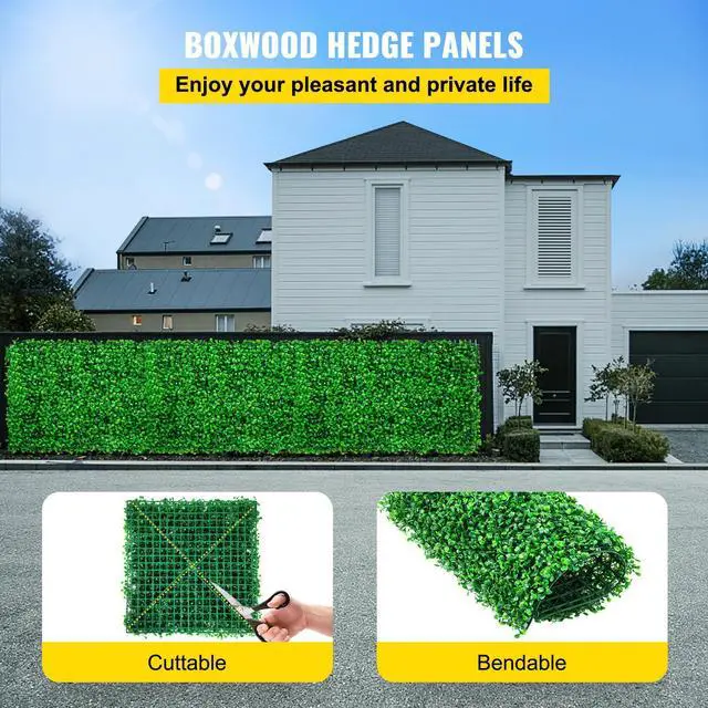 Alt view image 2 of 7 - Artificial Boxwood Panel UV 24pcs Boxwood Hedge Wall Panels Artificial Grass Backdrop Wall 10\" X 10\" 4 cm Green Grass Wall, Fake Hedge for Decor Privacy Fence Indoor, Outdoor Garden Backyard