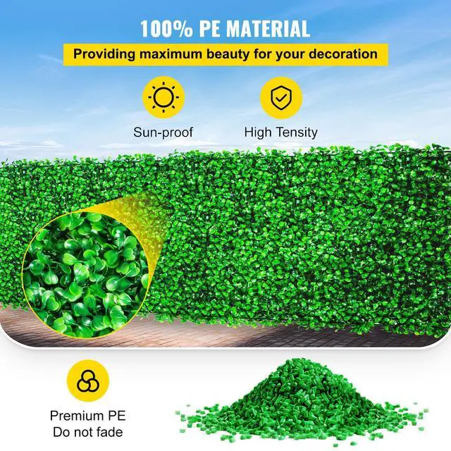 Alt view image 3 of 7 - Artificial Boxwood Panel UV 24pcs Boxwood Hedge Wall Panels Artificial Grass Backdrop Wall 10\" X 10\" 4 cm Green Grass Wall, Fake Hedge for Decor Privacy Fence Indoor, Outdoor Garden Backyard