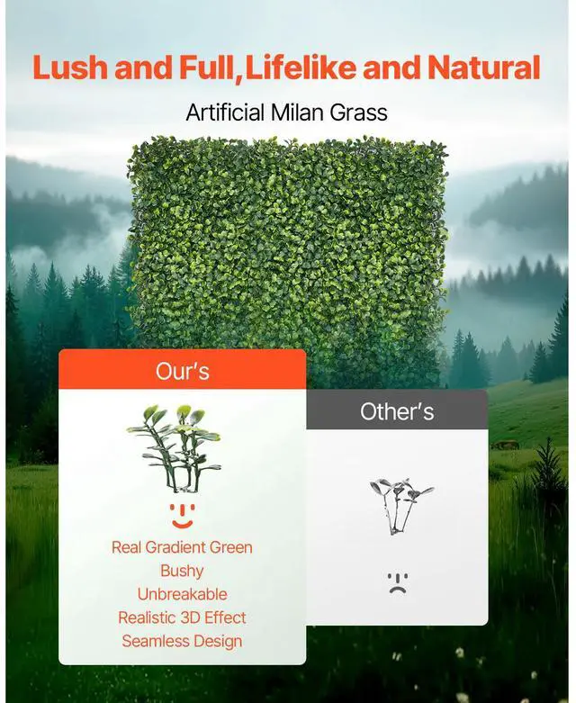 Alt view image 3 of 8 - VEVOR Artificial Grass Wall Panels 40 x 120 in Milan Grass Greenery for Decor Privacy