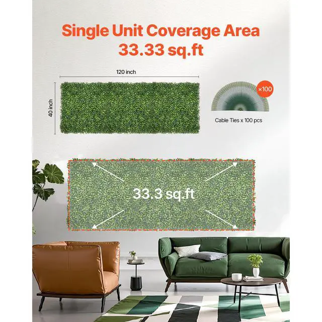 Alt view image 7 of 8 - VEVOR Artificial Grass Wall Panels 40 x 120 in Milan Grass Greenery for Decor Privacy
