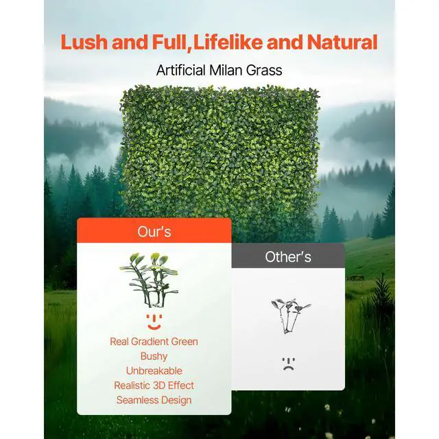 Alt view image 3 of 8 - VEVOR Artificial Grass Wall Panels 60 x 120 in Milan Grass Greenery for Decor Privacy