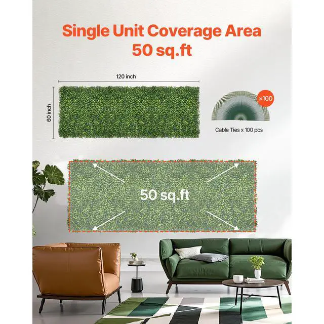 Alt view image 7 of 8 - VEVOR Artificial Grass Wall Panels 60 x 120 in Milan Grass Greenery for Decor Privacy