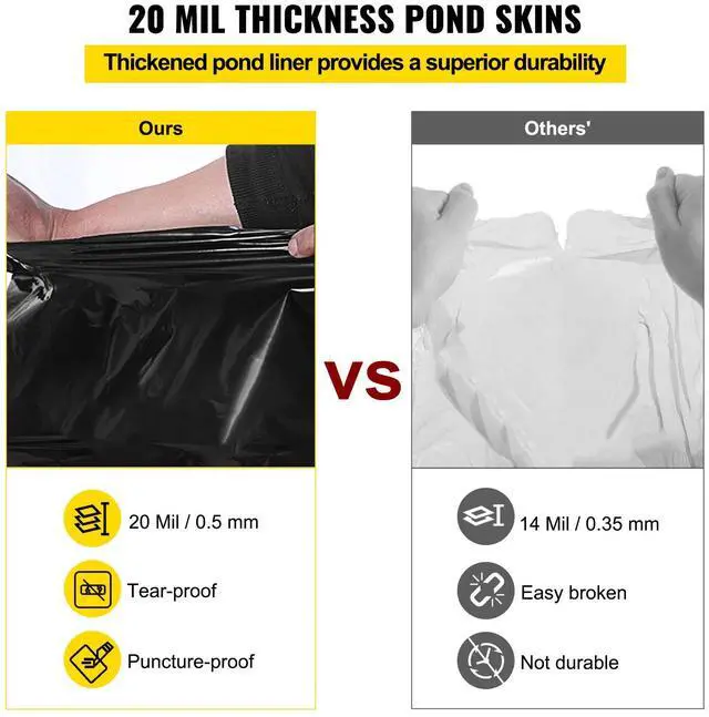 Alt view image 3 of 7 - LLDPE Pond Liner 20x25 ft, Pond Liner 20 Mil, Fish Pond Liners for Waterfall, Pond and Fish Ponds