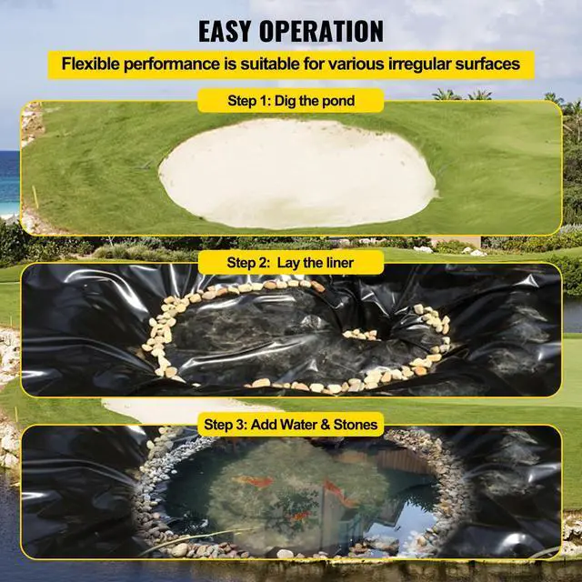 Alt view image 4 of 7 - LLDPE Pond Liner 20x25 ft, Pond Liner 20 Mil, Fish Pond Liners for Waterfall, Pond and Fish Ponds
