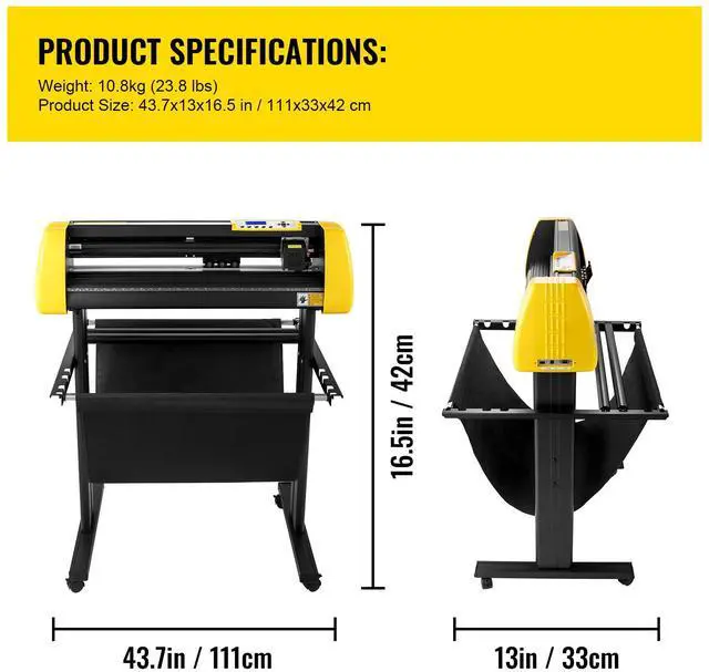 Alt view image 7 of 7 - Vinyl Cutter Machine, 34 in / 870 mm Max Paper Feed Cutting Plotter, Automatic Camera Contour Cutting LCD Screen Printer with Stand Adjustable Force and Speed for Sign Making Plotter Cutter