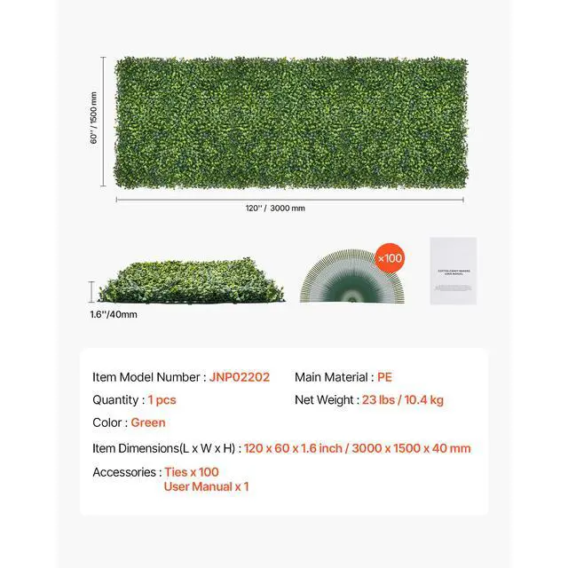 Alt view image 8 of 8 - VEVOR Artificial Grass Wall Panels 60 x 120 in Milan Grass Greenery for Decor Privacy