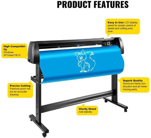 Alt view image 5 of 7 - Vinyl Cutter Plotter Machine, 53" Signmaster Software Sign Making Machine, 1350mm Paper Feed Vinyl Cutter Plotter with Stand (53" 1350mm)