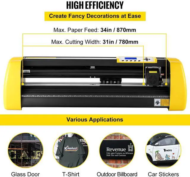 Alt view image 5 of 7 - Vinyl Cutter Machine, 34 in / 870 mm Max Paper Feed Cutting Plotter, Automatic Camera Contour Cutting LCD Screen Printer with Stand Adjustable Force and Speed for Sign Making Plotter Cutter