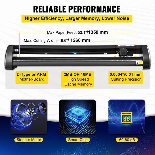 Alt view image 2 of 7 - Vinyl Cutter Plotter Machine, 53" Signmaster Software Sign Making Machine, 1350mm Paper Feed Vinyl Cutter Plotter with Stand (53" 1350mm)