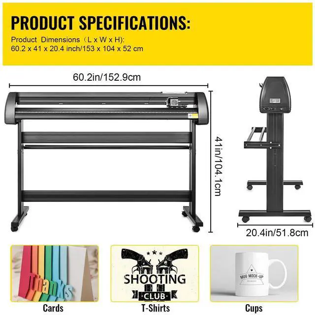 Alt view image 7 of 7 - Vinyl Cutter Plotter Machine, 53" Signmaster Software Sign Making Machine, 1350mm Paper Feed Vinyl Cutter Plotter with Stand (53" 1350mm)
