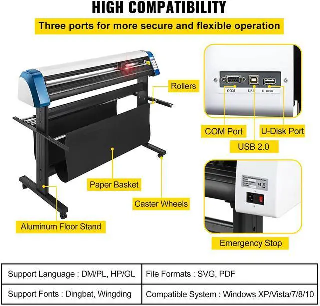Alt view image 6 of 7 - 53-Inch Automatic Contour Vinyl Cutter Plotter Force & Speed Adjustable Sign Cutting With Floor Stand & Signmaster Software