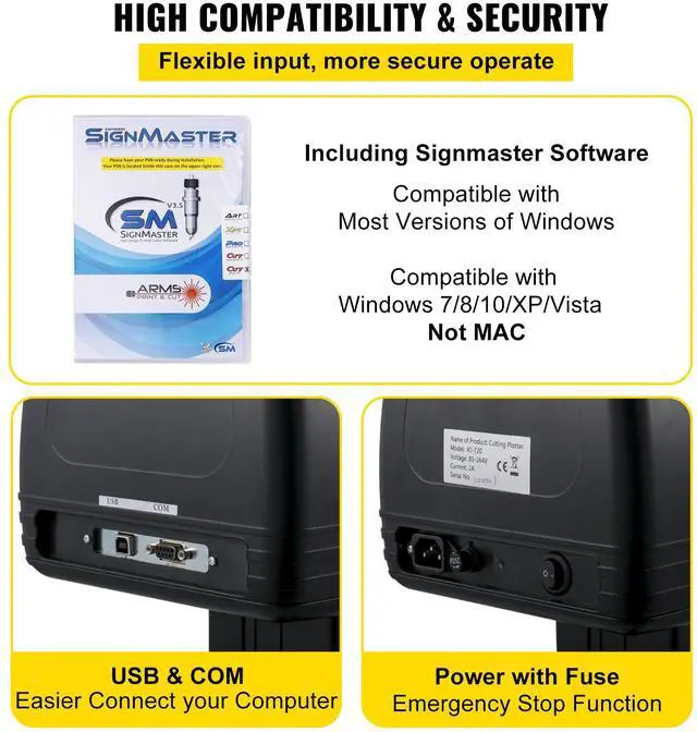 Alt view image 5 of 7 - Vinyl Cutter Machine, 28inch Vinyl Plotter, LCD Display Plotter Cutter, Adjustable Double-Spring Pinch Rollers Sign Cutting Plotter, Plotter with Signmaster Software for Design and Cut
