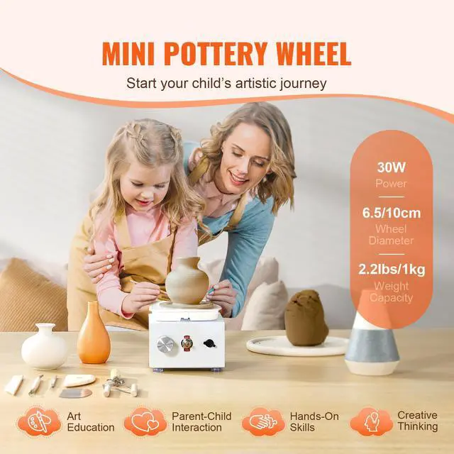 Alt view image 3 of 8 - VEVOR Mini Pottery Wheel Electric Ceramic Wheel Machine 0-320RPM Speed White