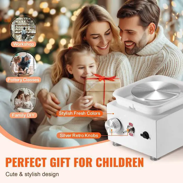 Alt view image 5 of 8 - VEVOR Mini Pottery Wheel Electric Ceramic Wheel Machine 0-320RPM Speed White