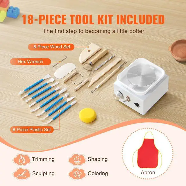 Alt view image 7 of 8 - VEVOR Mini Pottery Wheel Electric Ceramic Wheel Machine 0-320RPM Speed White