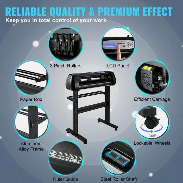 Alt view image 13 of 15 - VEVOR Vinyl Cutter Machine, 28in Offline Bluetooth Cutting Plotter Machine, 400in/10m Steel Roller Shaft Adjustable Speed Force, SignMaster Software Tool DIY Craft Kit for Sign Making Windows & Mobile