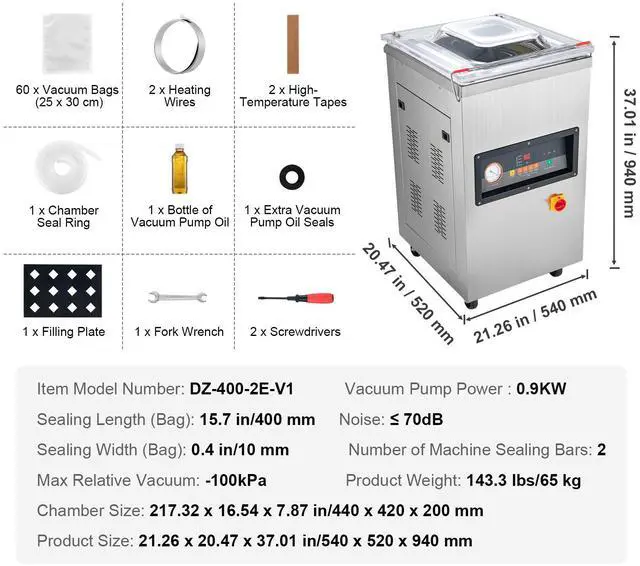 Alt view image 7 of 7 - Chamber Vacuum Sealer, 900W Sealing Power, Vacuum Packing Machine for Wet Foods, Meats, Marinades and More, Compact Size with 15.7 in Sealing Length, Applied in Home Kitchen and Commercial Use