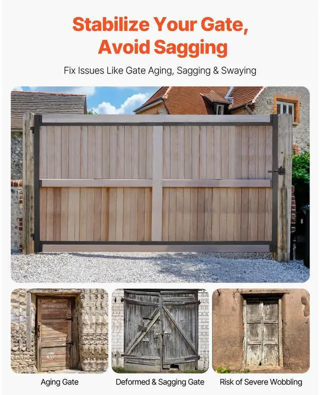 Alt view image 2 of 7 - Gate Building Kit, Fits 60 to 96 in Wide Openings, Up from 6 to 7 ft High Fence, Adjustable Gate Building Kit, Anti Sag Full Gate Frame Kit with Latch Lock, Screw, for Wooden Fence, Iron, Black