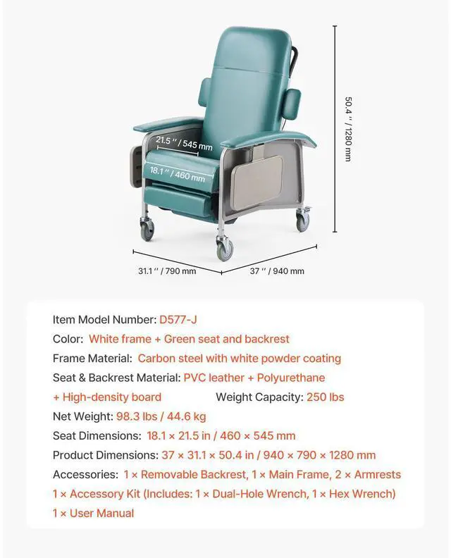 Alt view image 8 of 8 - VEVOR Geri Chair Recliner 4-Position Reclining Geri Chair with Trays & 4 Wheels