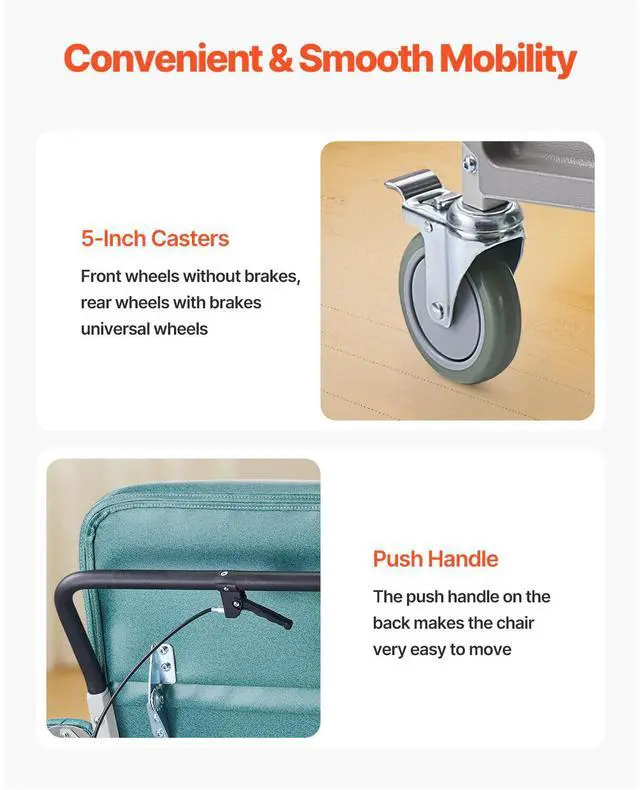 Alt view image 7 of 8 - VEVOR Geri Chair Recliner 4-Position Reclining Geri Chair with Trays & 4 Wheels