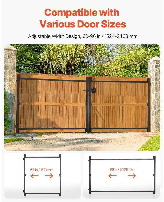 Alt view image 5 of 7 - Gate Building Kit, Fits 60 to 96 in Wide Openings, Up from 6 to 7 ft High Fence, Adjustable Gate Building Kit, Anti Sag Full Gate Frame Kit with Latch Lock, Screw, for Wooden Fence, Iron, Black