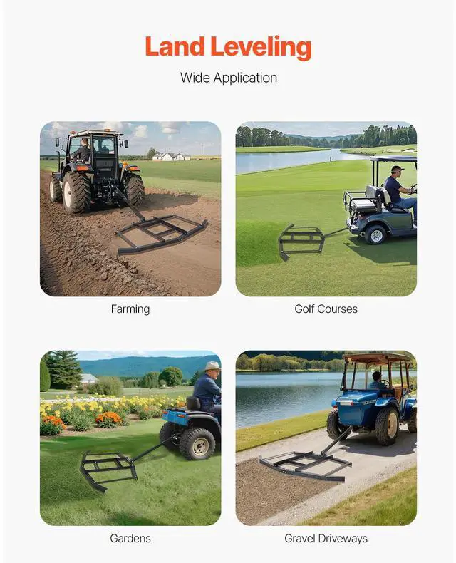 Alt view image 13 of 14 - Drag Harrow 66" Width Tow Behind Drag Harrow Steel Gravel Grader ATV UTV