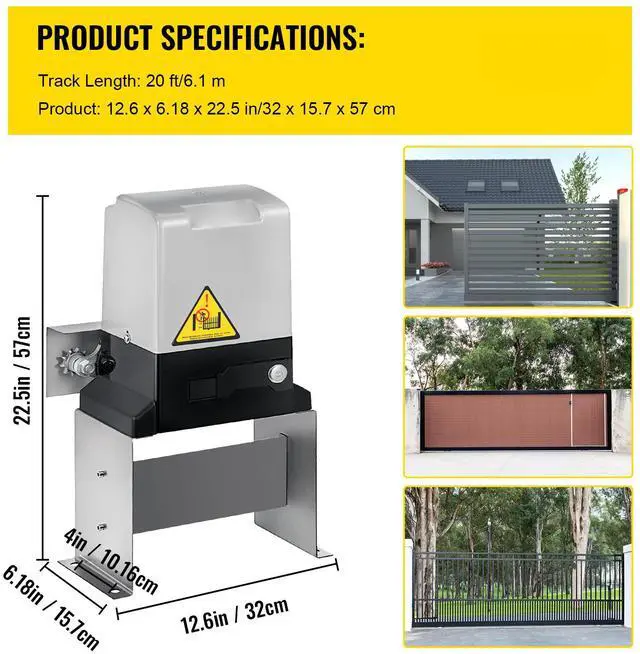 Alt view image 7 of 7 - Automatic Sliding Gate Opener 1400LBS with 2 Remote Controls, Gate Operator Hardware Kit for Security, Move Speed 43ft Per Min, Electric Rolling Driveway Slide Gate Motor