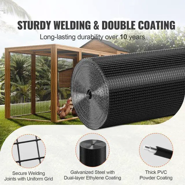 Alt view image 3 of 8 - VEVOR Hardware Cloth, 24'' x 100' Galvanized Wire Mesh Roll, 19 Gauge Chicken Wire Fence Roll, Vinyl Coating Metal Wire Mesh for Chicken Coop Barrier, Rabbit Snake Fences, Poultry Enclosures