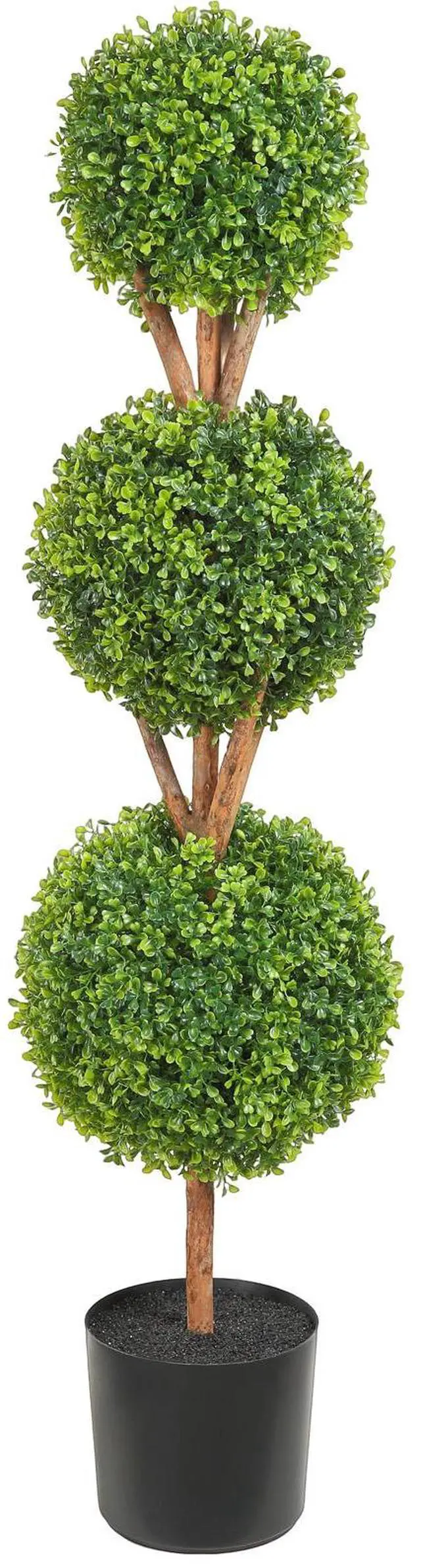 Alt view image 8 of 14 - VEVOR Artificial Topiaries Boxwood Trees, 48 inch Tall (2 Pieces), 3 Ball-Shape Faux Topiaries Plant with Planters, Green Feaux Plant w/ Replaceable Leaves & Port for Decorative Indoor/Outdoor/Garden