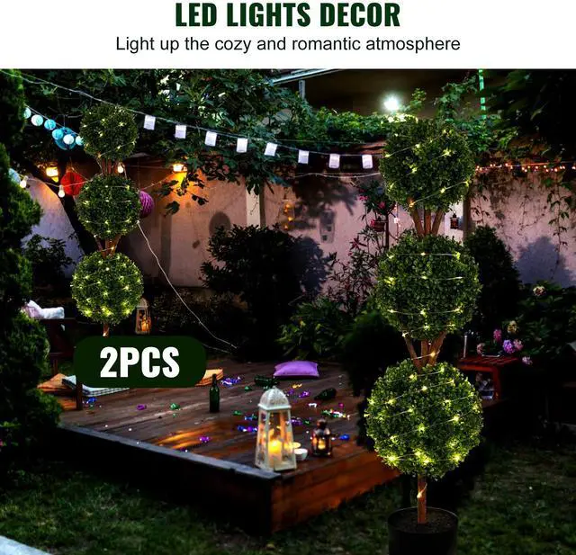 Alt view image 13 of 14 - VEVOR Artificial Topiaries Boxwood Trees, 48 inch Tall (2 Pieces), 3 Ball-Shape Faux Topiaries Plant with Planters, Green Feaux Plant w/ Replaceable Leaves & Port for Decorative Indoor/Outdoor/Garden