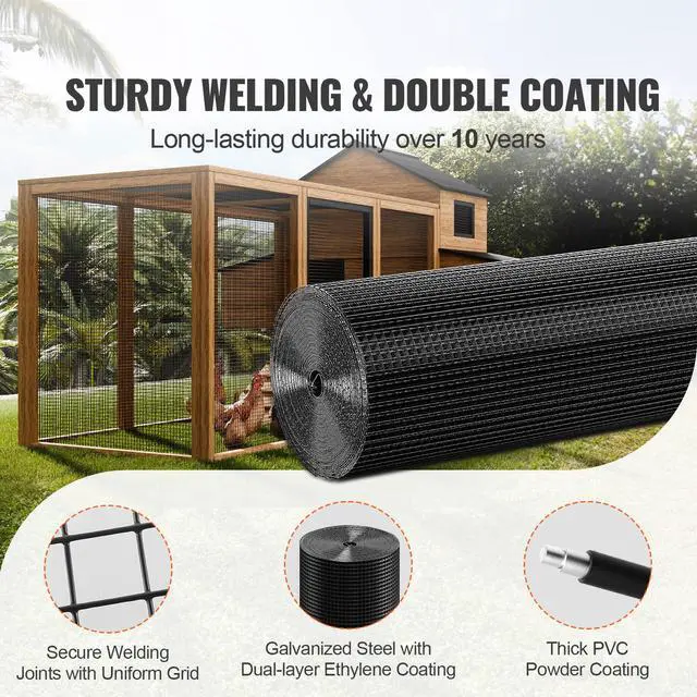 Alt view image 9 of 14 - VEVOR Hardware Cloth, 48'' x 50' Galvanized Wire Mesh Roll, 19 Gauge Chicken Wire Fence Roll, Vinyl Coating Metal Wire Mesh for Chicken Coop Barrier, Rabbit Snake Fences, Poultry Enclosures