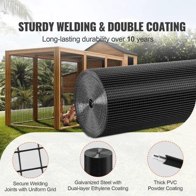 Alt view image 9 of 14 - VEVOR Hardware Cloth, 36'' x 100' Galvanized Wire Mesh Roll, 19 Gauge Chicken Wire Fence Roll, Vinyl Coating Metal Wire Mesh for Chicken Coop Barrier, Rabbit Snake Fences, Poultry Enclosures