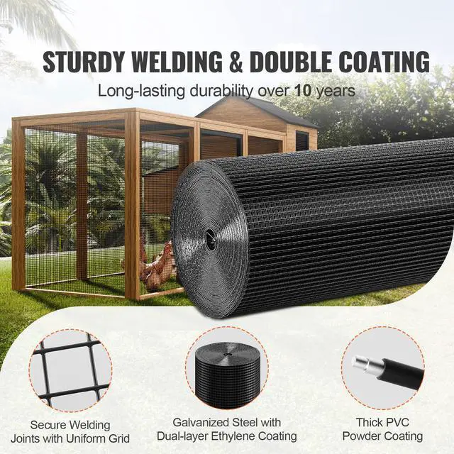 Alt view image 9 of 14 - VEVOR Hardware Cloth, 36'' x 50' Galvanized Wire Mesh Roll, 19 Gauge Chicken Wire Fence Roll, Vinyl Coating Metal Wire Mesh for Chicken Coop Barrier, Rabbit Snake Fences, Poultry Enclosures