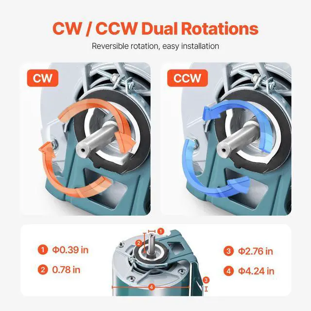 Alt view image 6 of 8 - VEVOR 1/2HP Furnace Blower Motor 1720RPM, 115V 7.1A Belt Drive Blower Motor Single Phase - 0.5" Shaft Diameter, 1.6" Shaft Length, CW/CCW Rotation