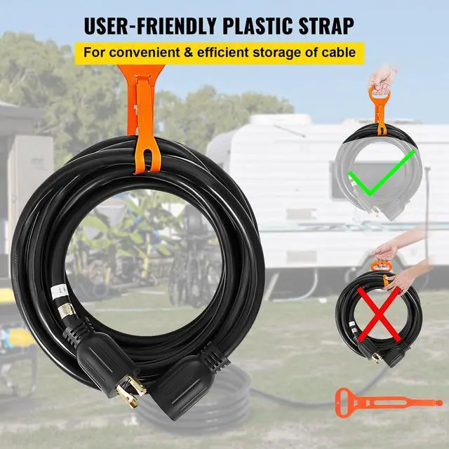 Alt view image 6 of 7 - 50 FT 30 Amp Generator Extension Cord SJTW 10 AWG 4 Prong, NEMA L14-30P 125/250V Heavy Duty Generator Power Cord with Twist Lock Connector