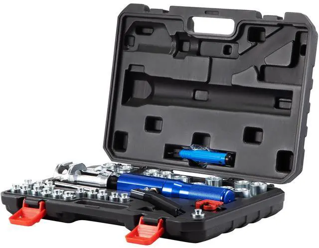 Main image of Hydraulic Flaring Tool Kit, 45° Double Flaring Tool, Brake Repair Brake Flaring Tools for 3/16"-1/2", Brake Flare Tool with Tube Cutter and Deburrer, 32 PCS Tube Flaring Tools for Copper Lines