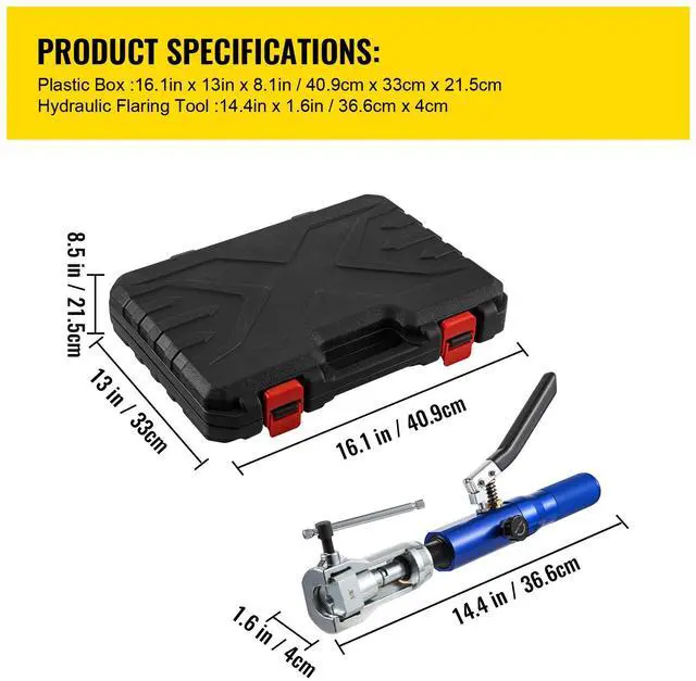 Alt view image 7 of 7 - Hydraulic Flaring Tool Kit, 45° Double Flaring Tool, Brake Repair Brake Flaring Tools for 3/16"-1/2", Brake Flare Tool with Tube Cutter and Deburrer, 32 PCS Tube Flaring Tools for Copper Lines