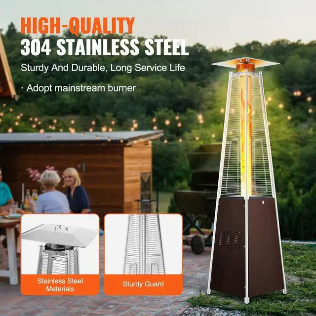 Alt view image 10 of 14 - VEVOR  Propane Patio Heater 48000BTU Pyramid w/Wheels for Outdoor Patio Bronze