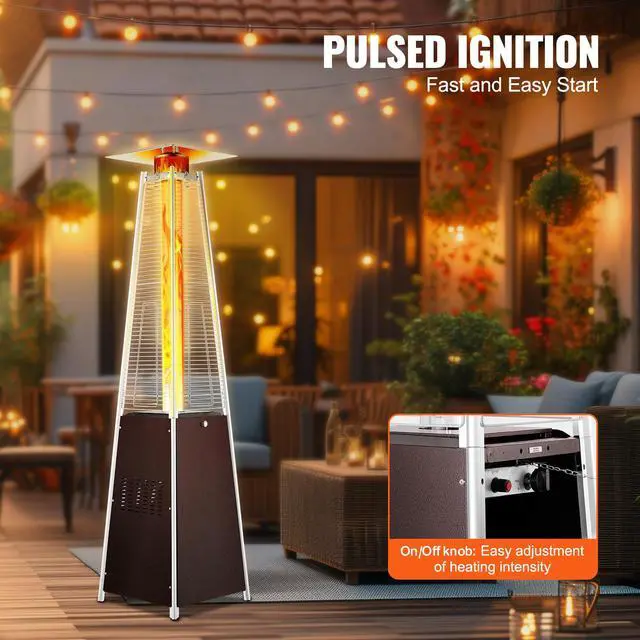 Alt view image 13 of 14 - VEVOR  Propane Patio Heater 48000BTU Pyramid w/Wheels for Outdoor Patio Bronze