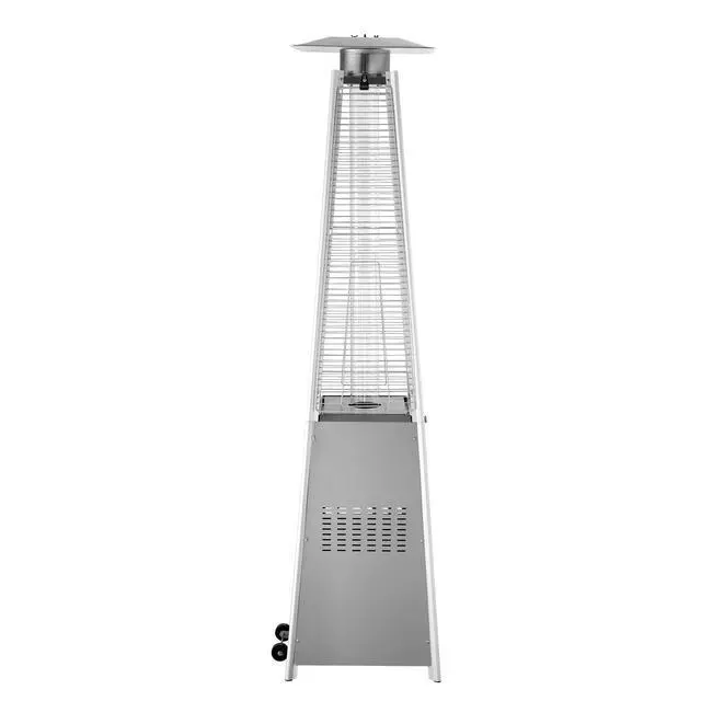 Alt view image 3 of 9 - VEVOR Propane Patio Heater 48000BTU Pyramid w/Wheels for Outdoor Patio Silver